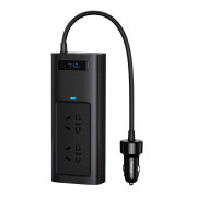 INVERTOR ELECTRIC auto Baseus, IGBT, 2 x AC, 2 x USB Type-C, 1 x USB, 150W 220V, conectare auto 12V, negru INVERTOR ELECTRIC auto Baseus, IGBT, 2 x AC, 2 x USB Type-C, 1 x USB, 150W 220V, conectare auto 12V, negru
