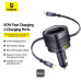 INCARCATOR auto Baseus Enjoyment Max, Quick Charge 90W, 1 x USB, cablu retractabil integrat 2 x USB Type-C, pt. bricheta auto, negru 
