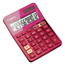 Calculator de birou CANON, LS-123K PK, ecran 12 digiti, alimentare solara si baterie, display LCD, functie business, tax si conversie moneda, roz, 
