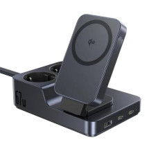 INCARCATOR RETEA Baseus Nomos Powerstrip, QC 67W, 2 x AC, 2xUSB Type-C, 1 x USB, 1 x incarcare wireless magnetica 15W, lungime cablu 1.5m, negru 