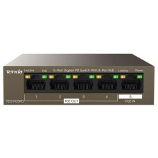 SWITCH TENDA 5 porturi RJ-45 GIGABIT cu 4 porturi POE max 20W, IEEE 802.3af, metalic